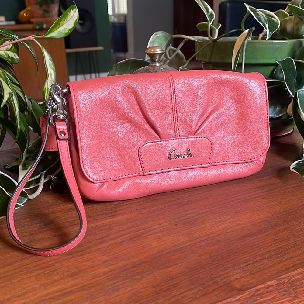 Coral Coach Wristlet Clutch